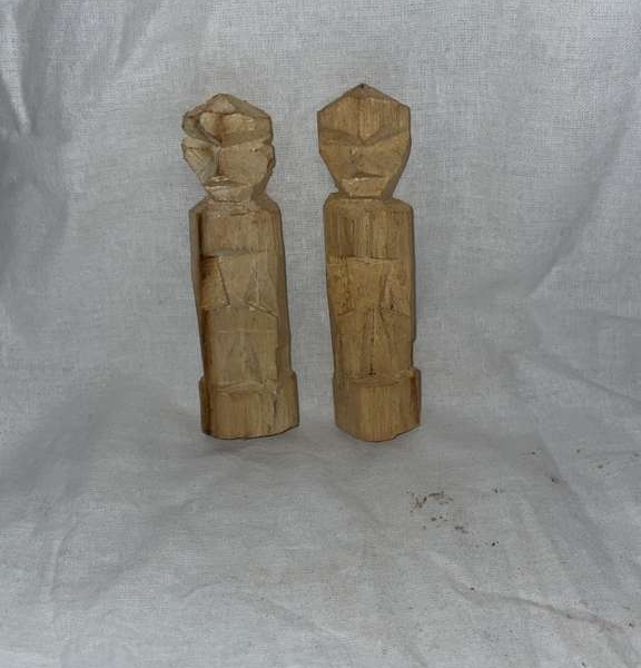 Sacred Wooden Male & Female Figurine Pair
